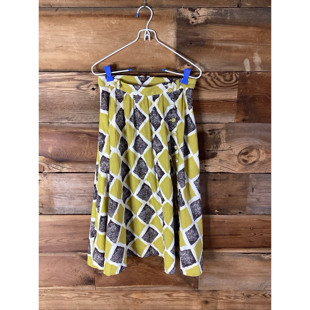 Edme & Esyllte Anthropologie Tribal Graphic Print 50's Style Pleated  Skirt